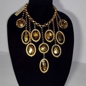 STUNNING Chico's Gold Crystal Statement Necklace /Choker